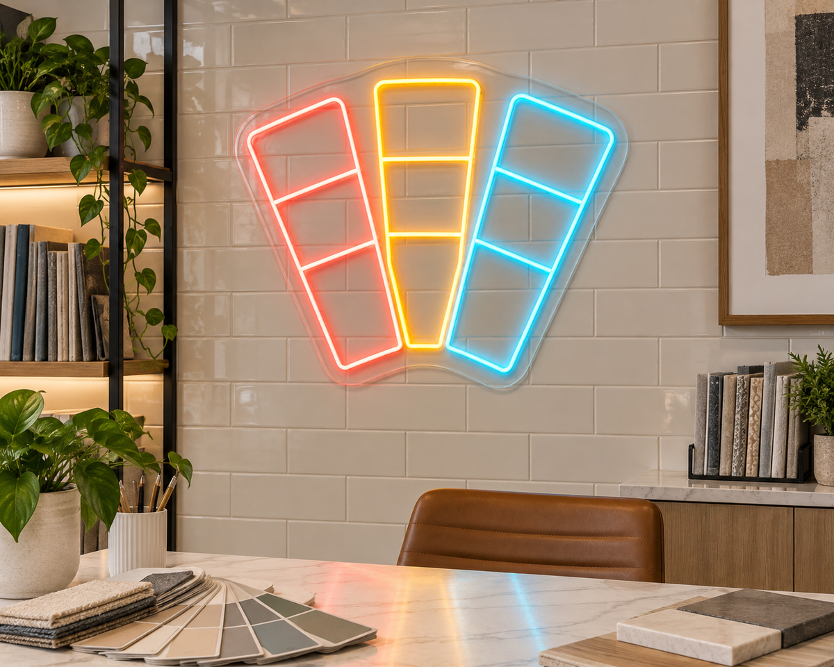 Paint Color Swatches LED Neon Sign for Paint Studios - interior setting
