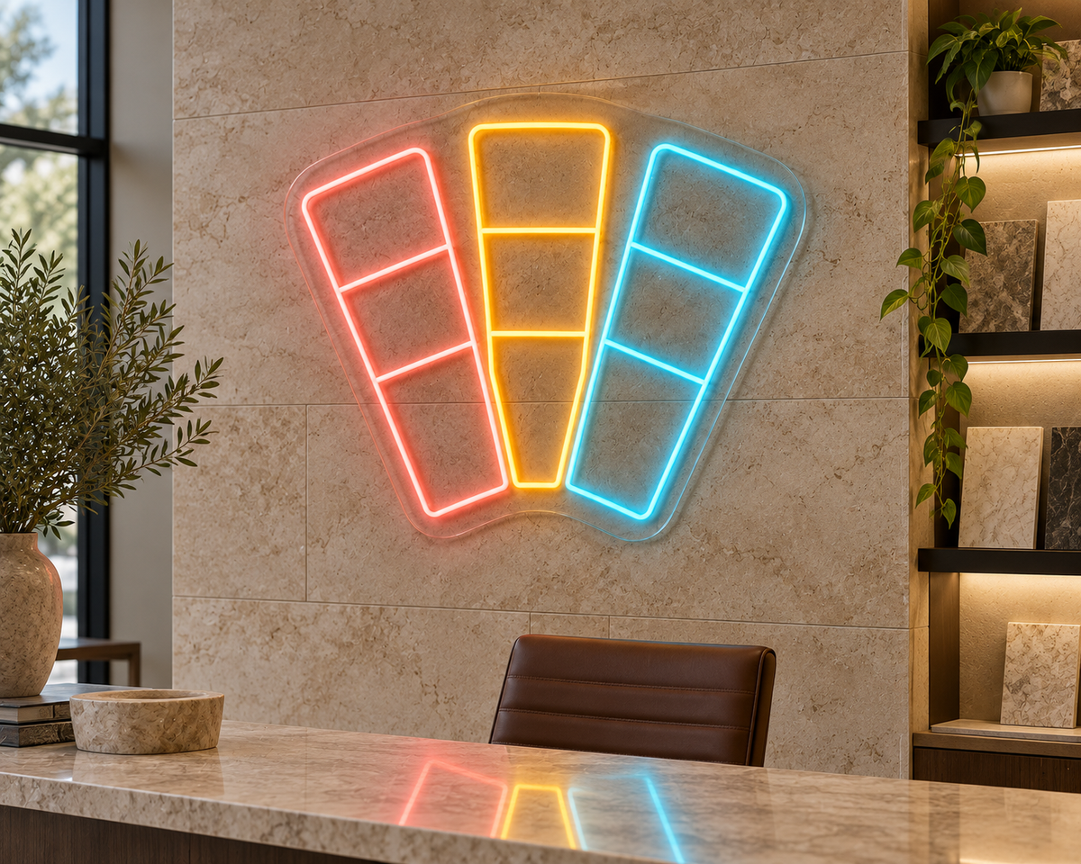 Paint Color Swatches LED Neon Sign for Paint Studios - interior setting
