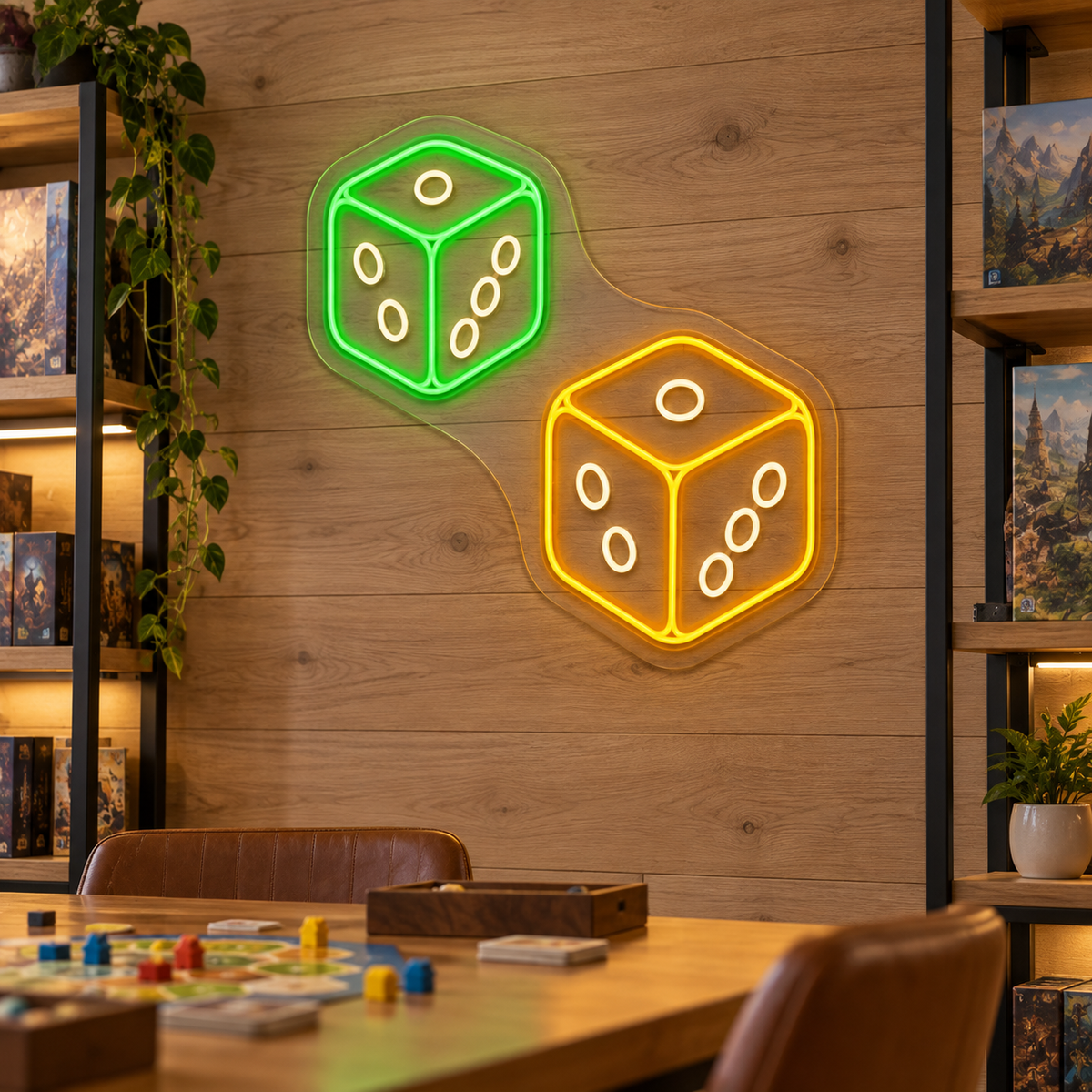 Pair of Dice LED Neon Sign for Game Rooms - interior setting