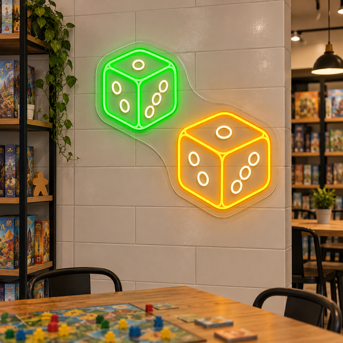 Pair of Dice LED Neon Sign for Game Rooms - interior setting