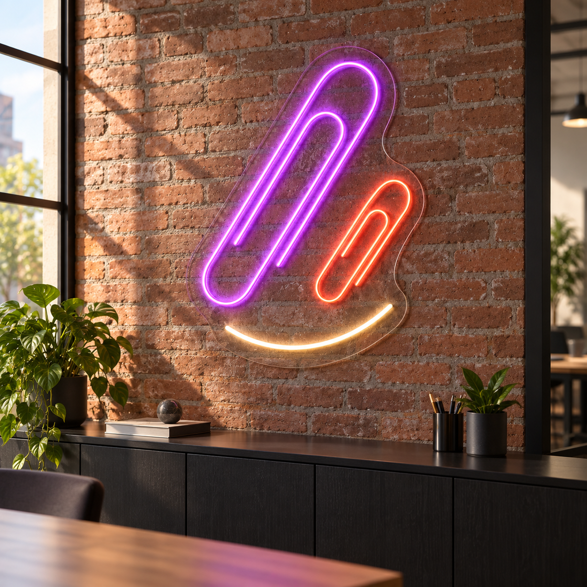 Paper Clips LED Neon Sign for Stationery Shops - interior setting