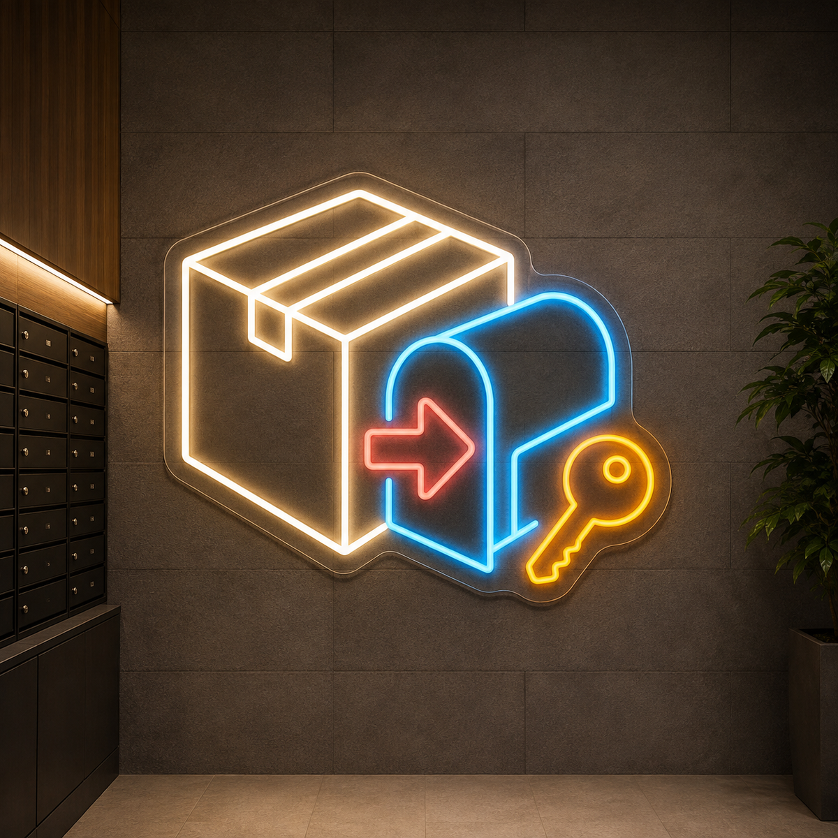 Parcel & Mailbox LED Neon Sign for Mailbox Centers - design reference