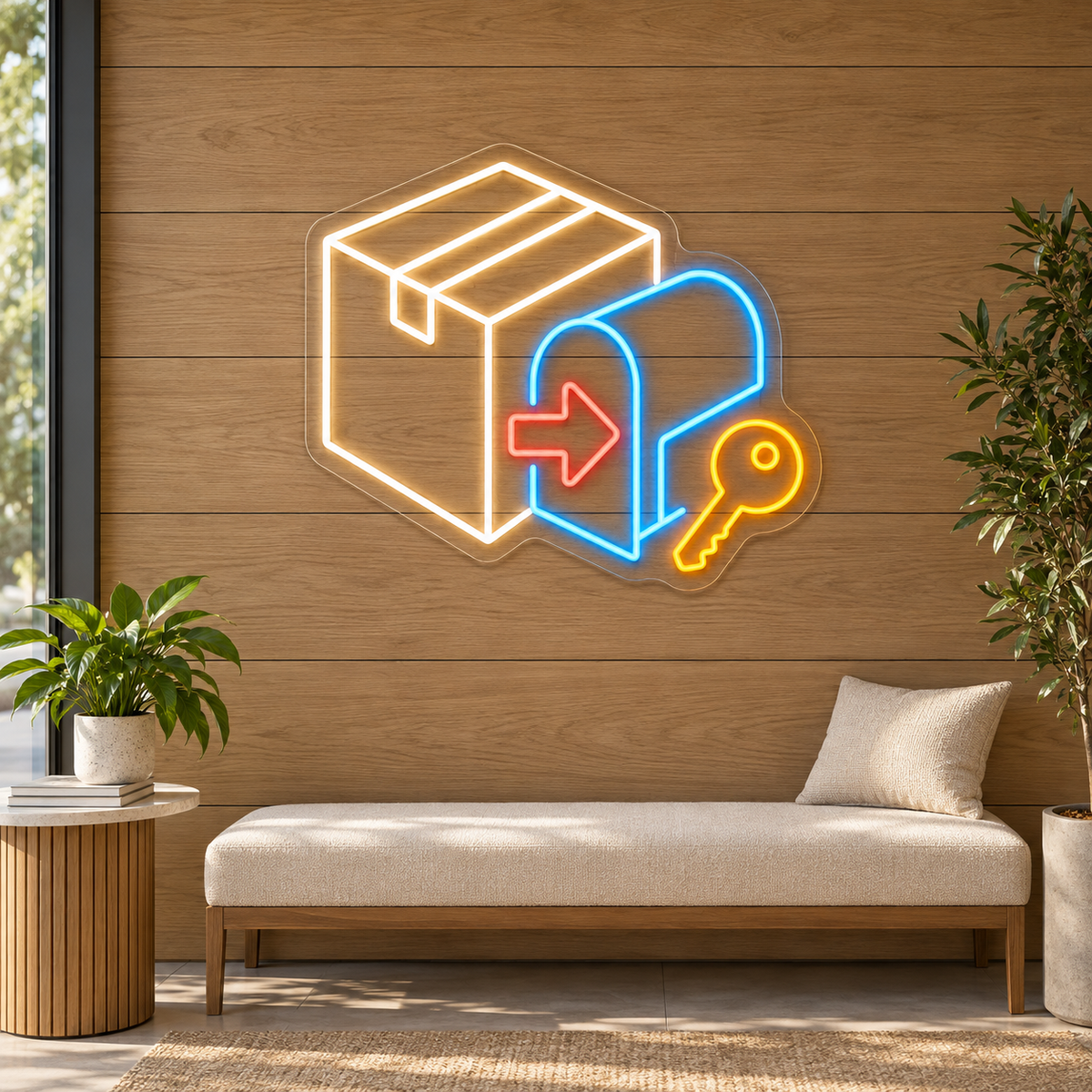 Parcel & Mailbox LED Neon Sign for Mailbox Centers - interior setting