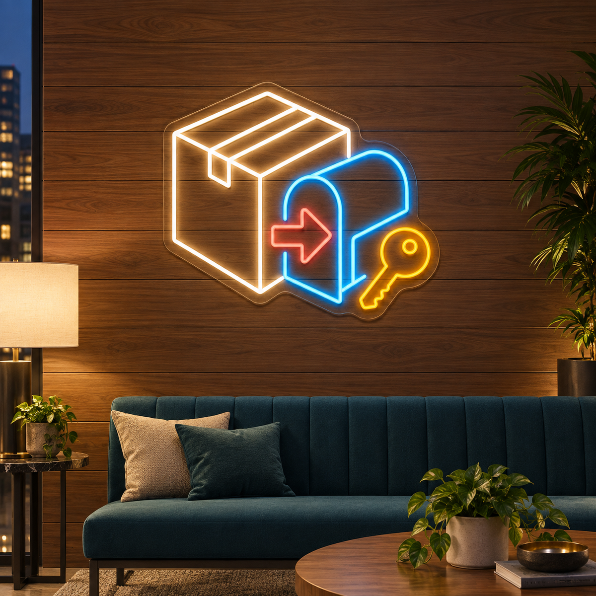 Parcel & Mailbox LED Neon Sign for Mailbox Centers - interior setting
