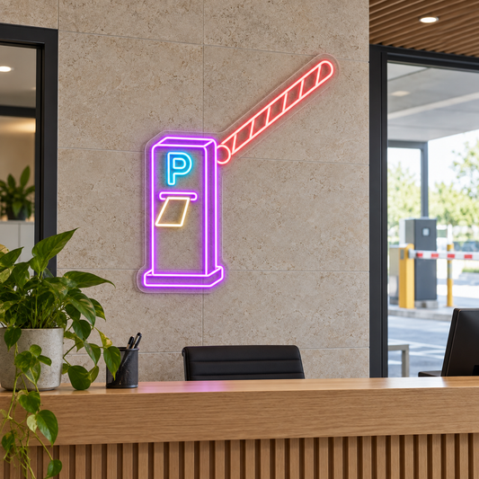 Parking Barrier & Ticket LED Neon Sign for Parking Garages - interior setting