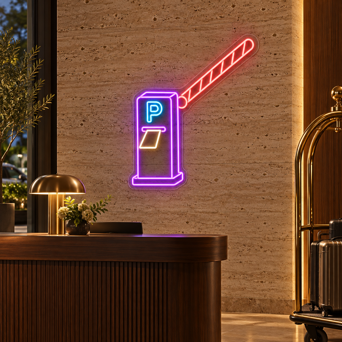 Parking Barrier & Ticket LED Neon Sign for Parking Garages - interior setting