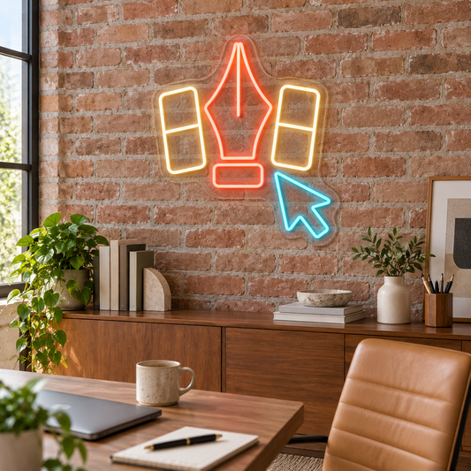 Pen Nib & Cursor LED Neon Sign for Design Studios - interior setting