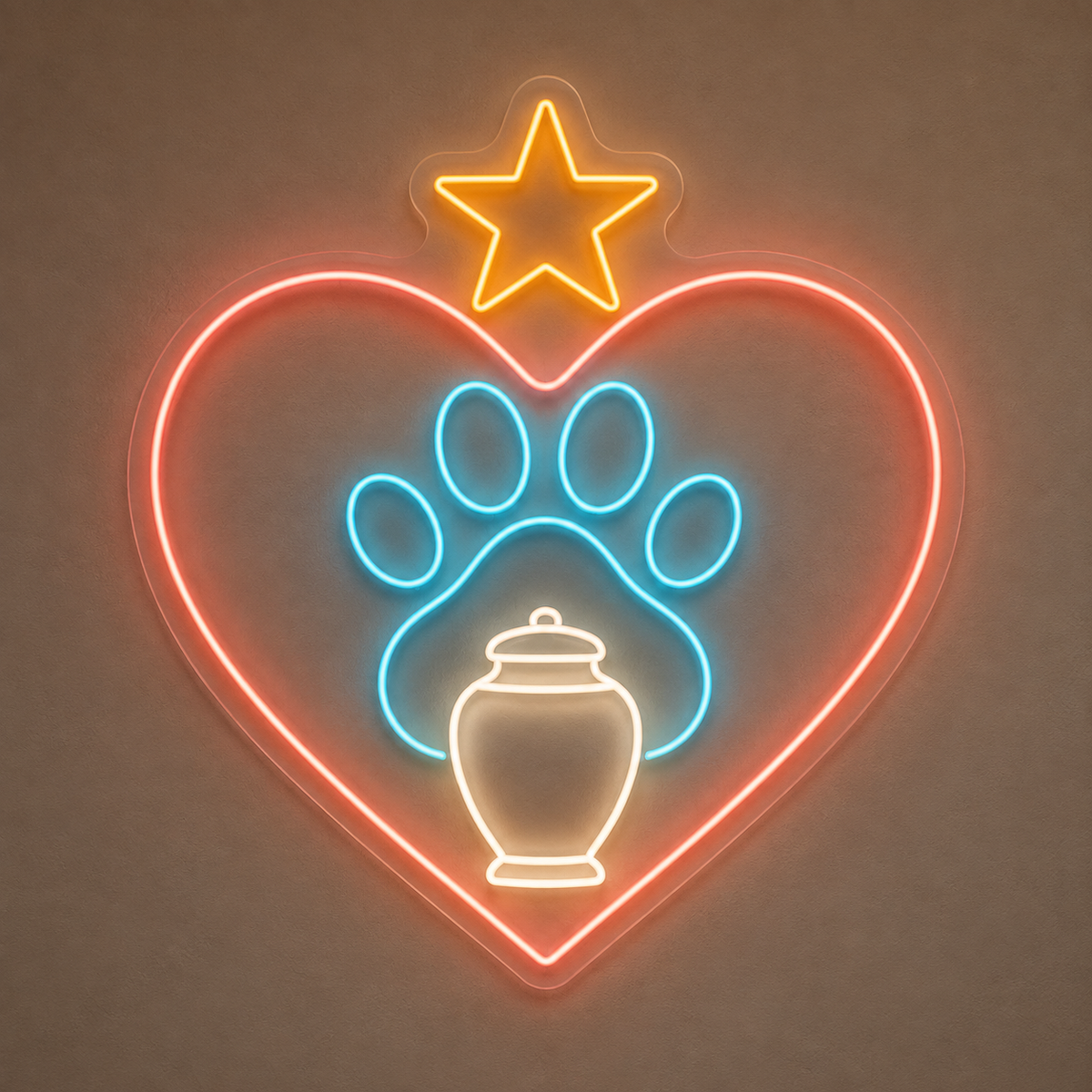 Pet Memorial Heart & Paw LED Neon Sign for Pet Memorial Spaces - design reference