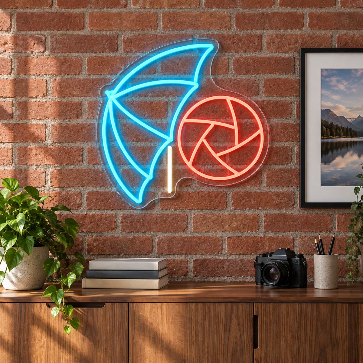 Photography Umbrella & Aperture LED Neon Sign for Photography Schools - interior setting
