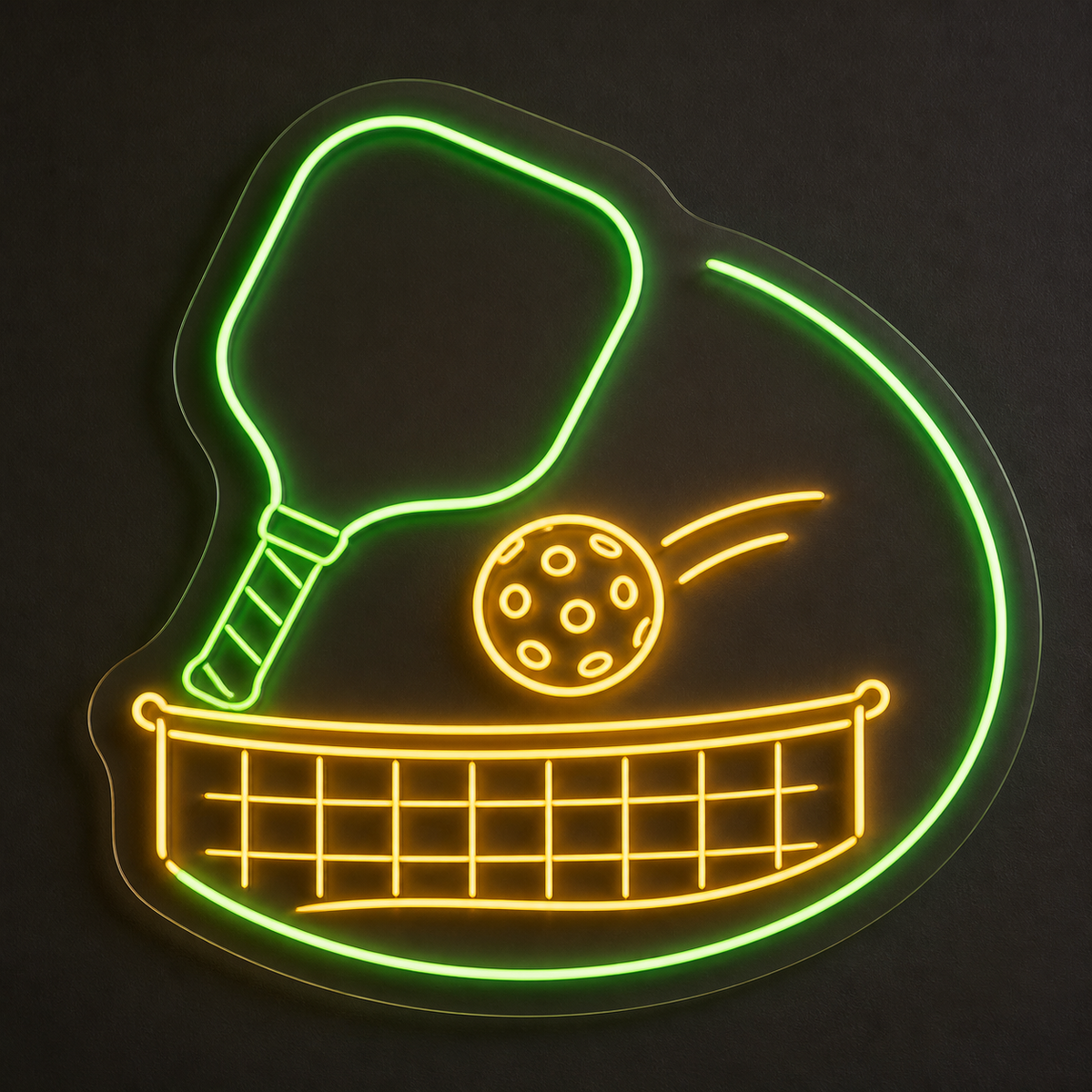 Pickleball Paddle Ball and Net LED Neon Sign for Pickleball Spaces - design reference