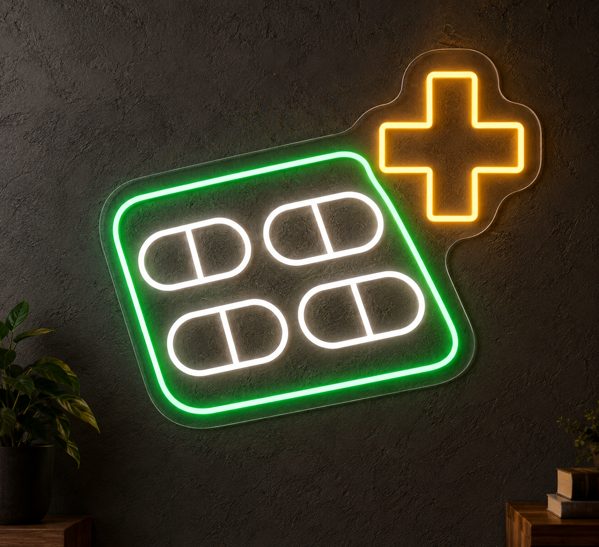 Pill Pack & Medical Cross LED Neon Sign for Pharmacies - design reference