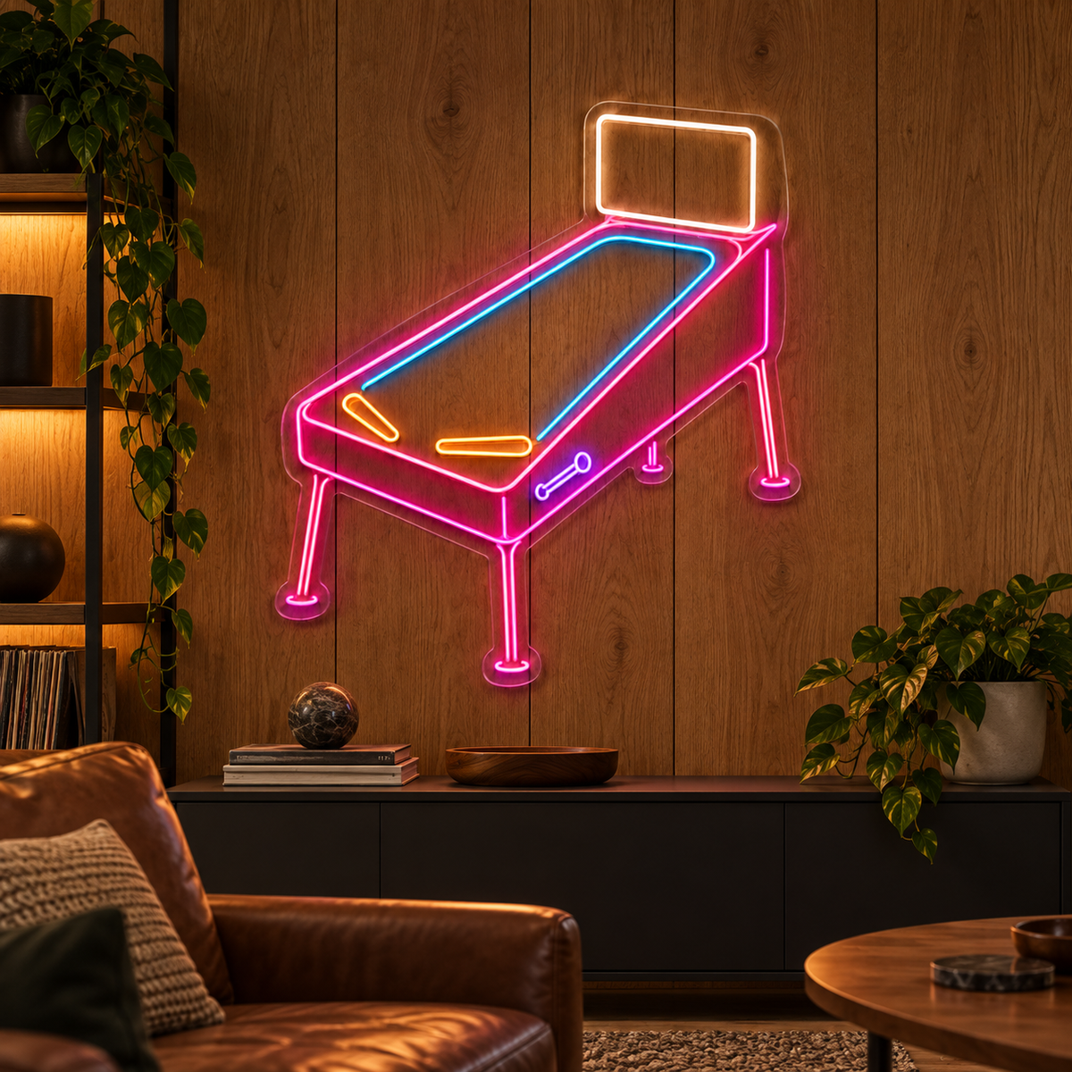 Pinball Table LED Neon Sign for Arcades - interior setting