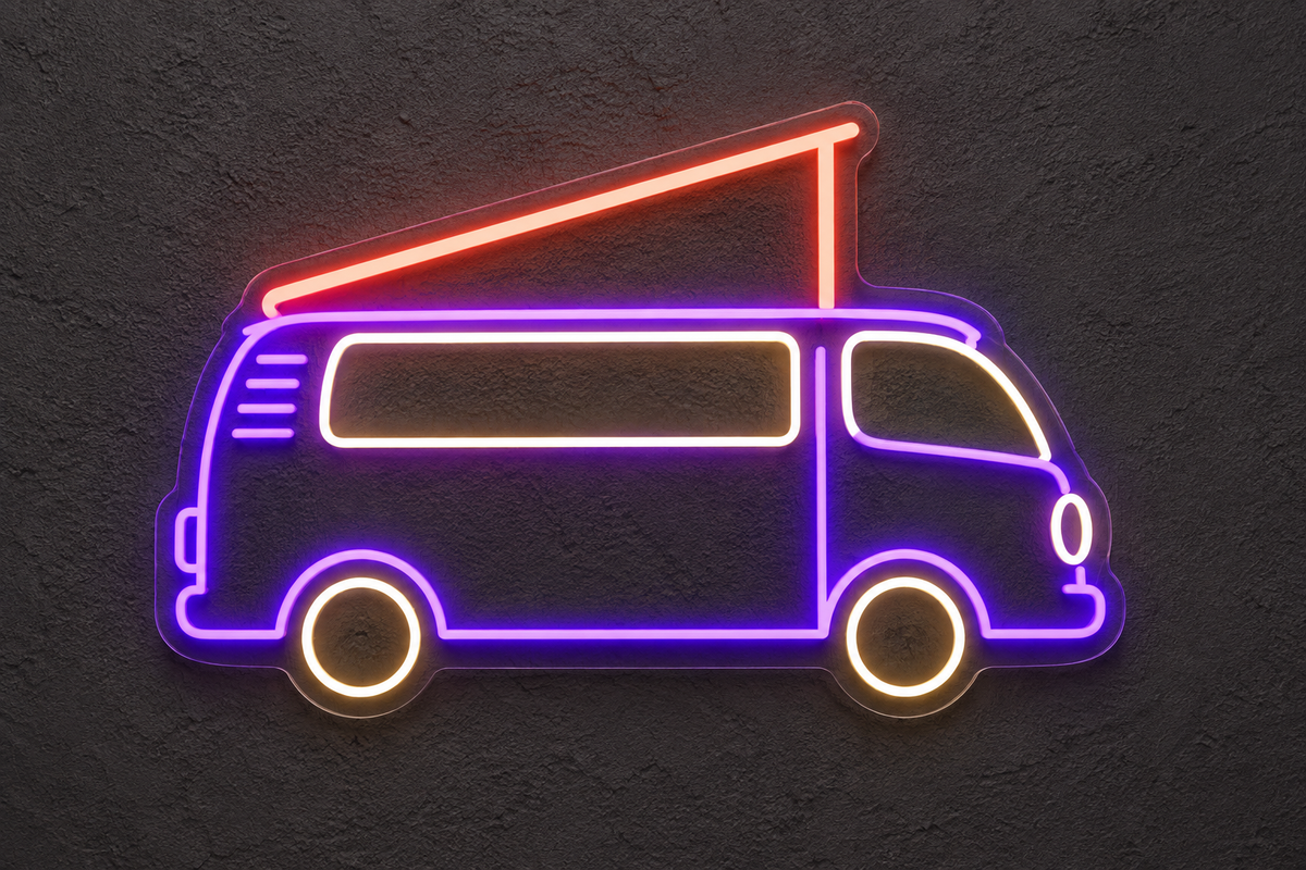 Pop-Top Camper Van LED Neon Sign for Road-Trip Rooms - design reference