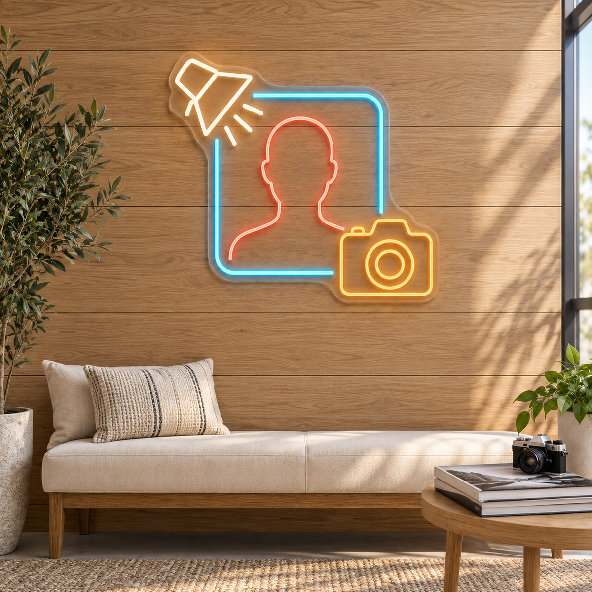 Portrait & Studio Light LED Neon Sign for Passport Photo Shops - interior setting