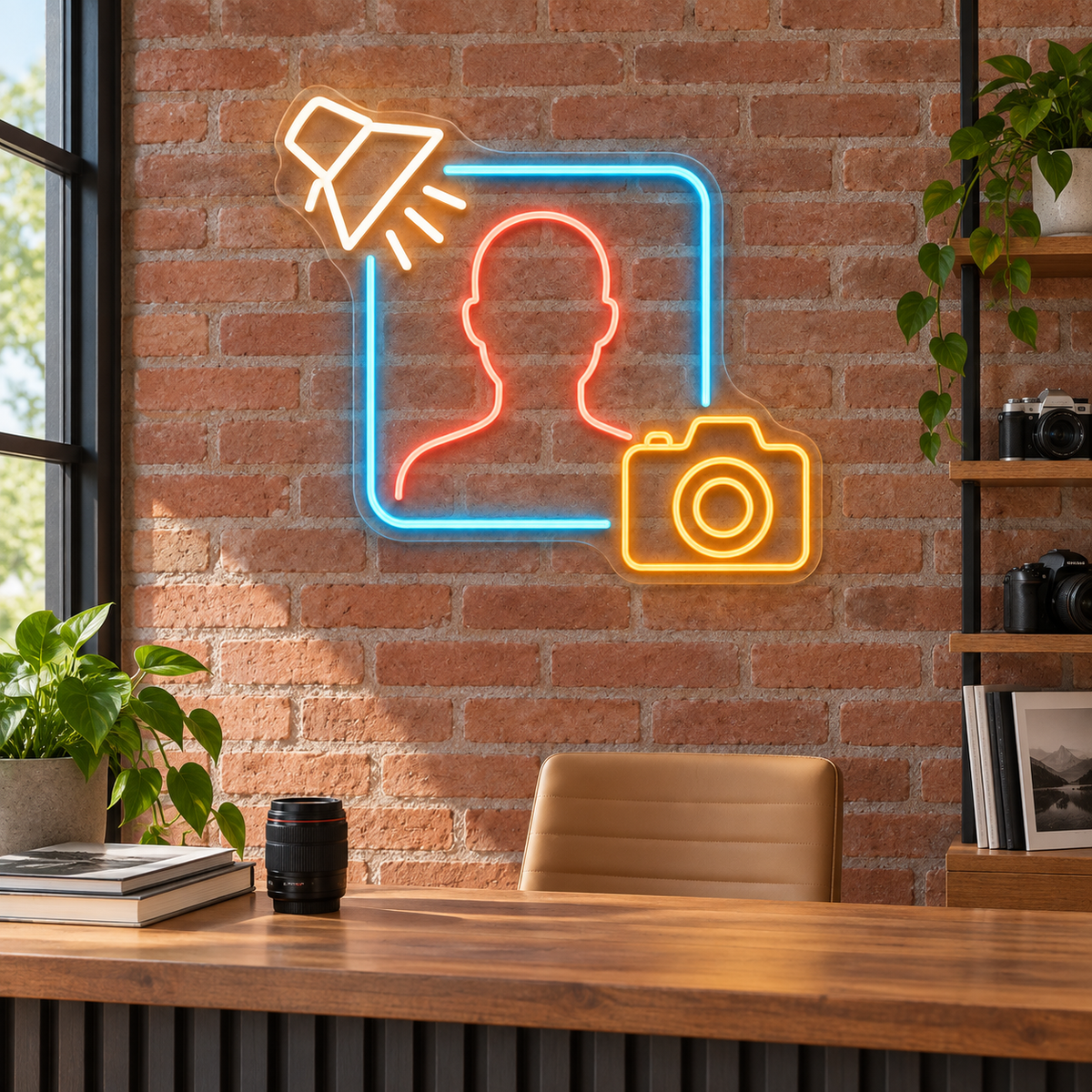 Portrait & Studio Light LED Neon Sign for Passport Photo Shops - interior setting