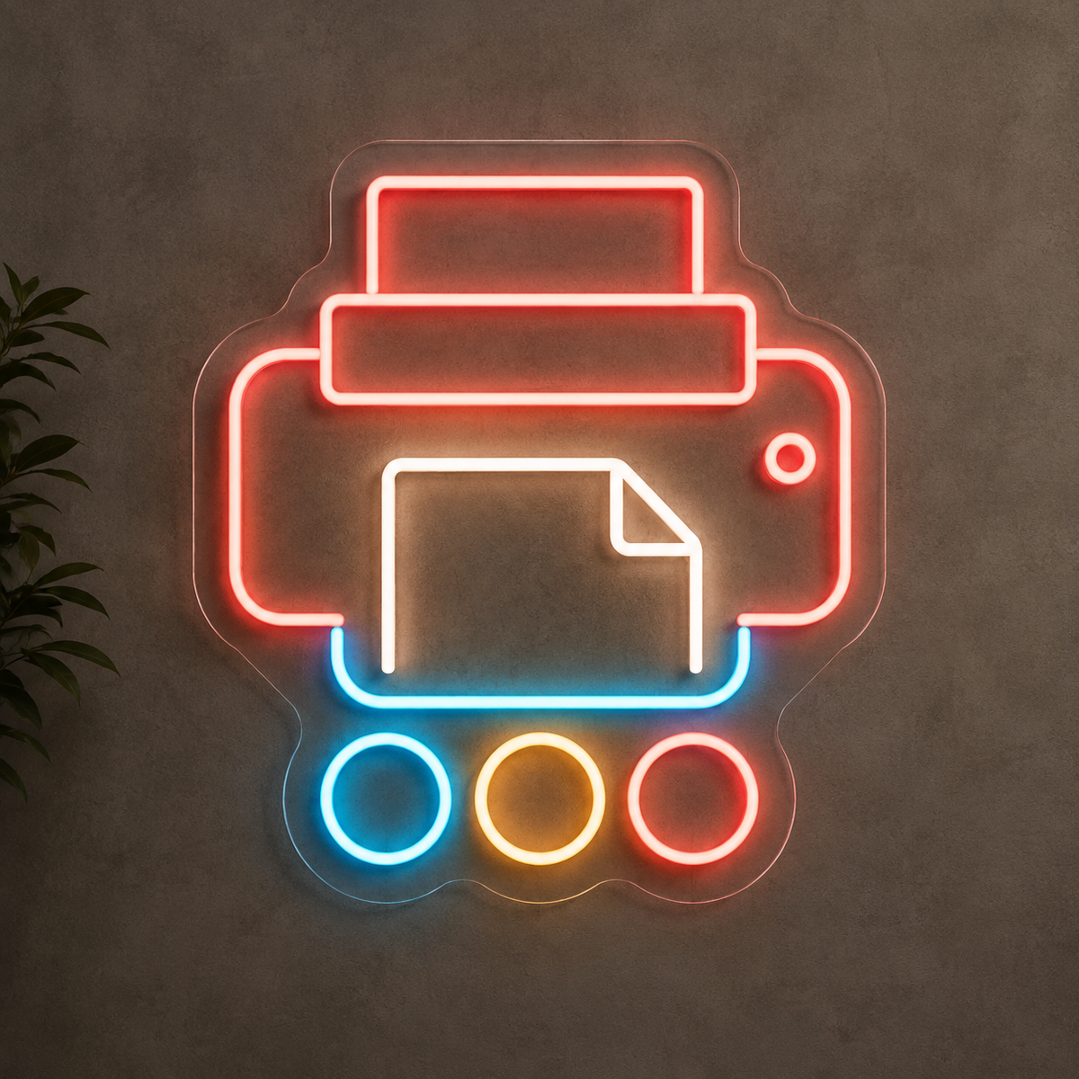Printer & Paper LED Neon Sign for Print Shops - design reference