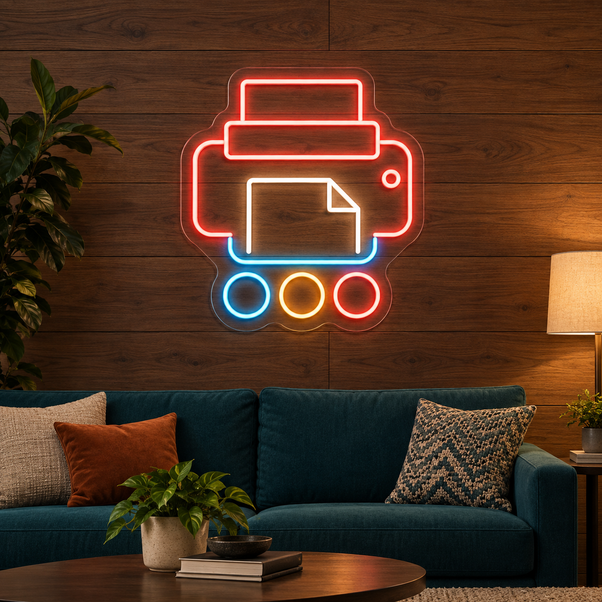 Printer & Paper LED Neon Sign for Print Shops - interior setting
