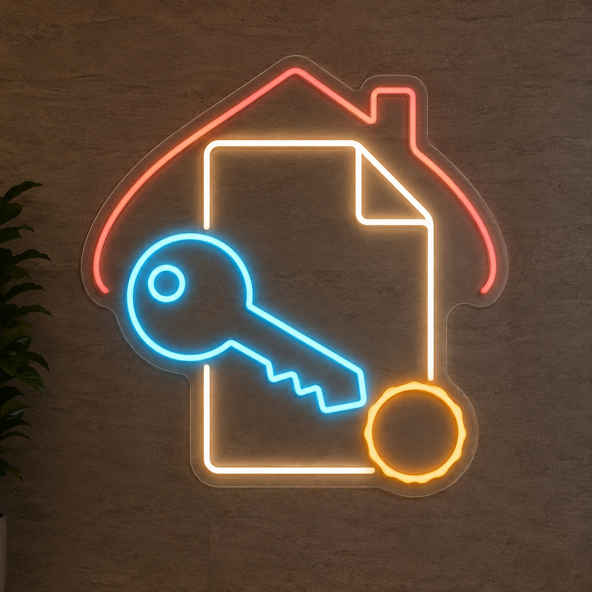 Property Document & Key LED Neon Sign for Mortgage Brokers - design reference