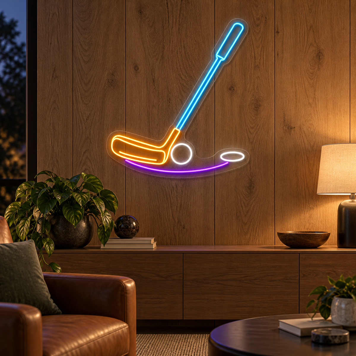 Putter & Ball LED Neon Sign for Golf Pro Shops - interior setting