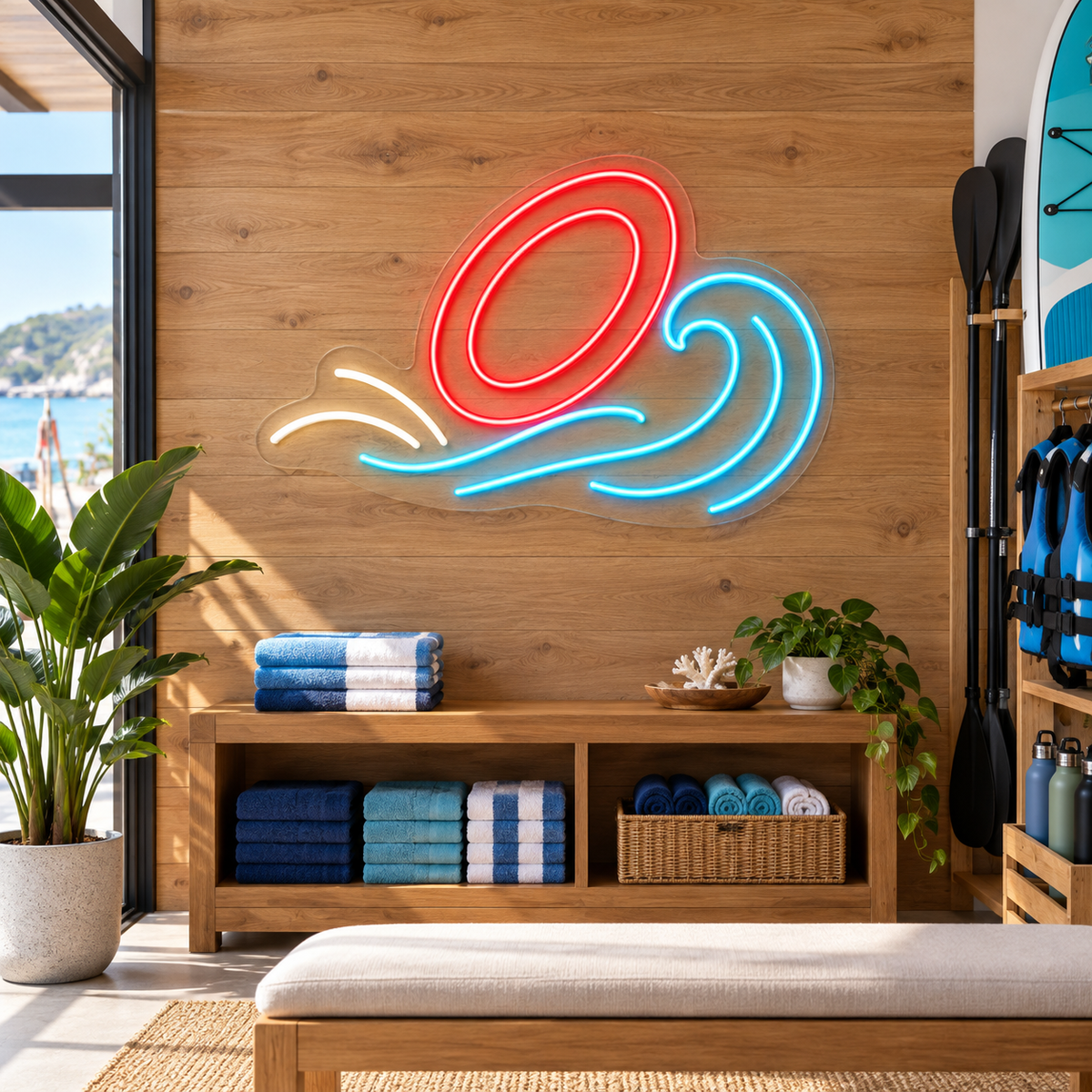 Swim Ring & Wave LED Neon Sign for Water Parks - interior setting