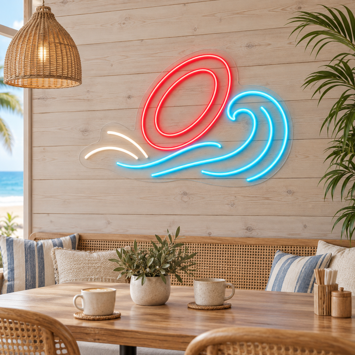 Swim Ring & Wave LED Neon Sign for Water Parks - interior setting