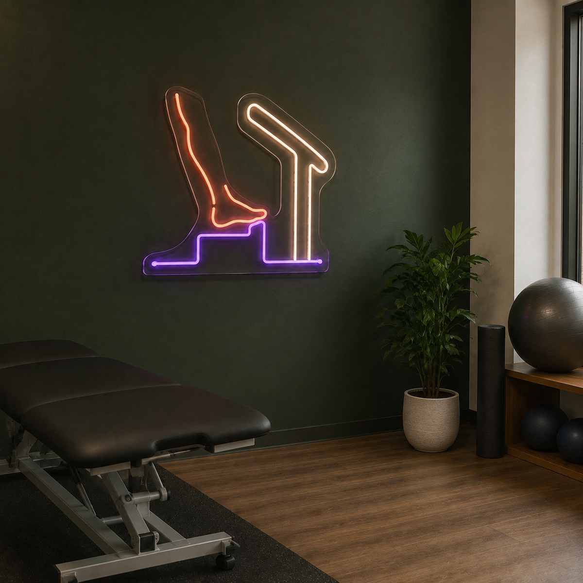 Step & Handrail LED Neon Sign for Physical Therapy Clinics - interior setting
