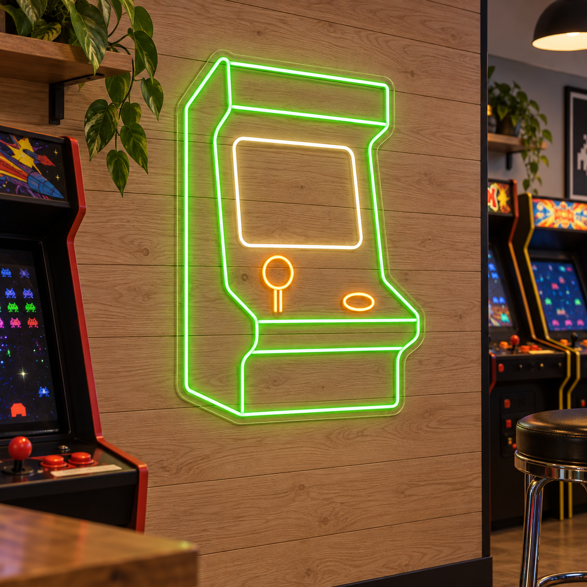 Retro Arcade Cabinet LED Neon Sign for Arcade Decor - interior setting