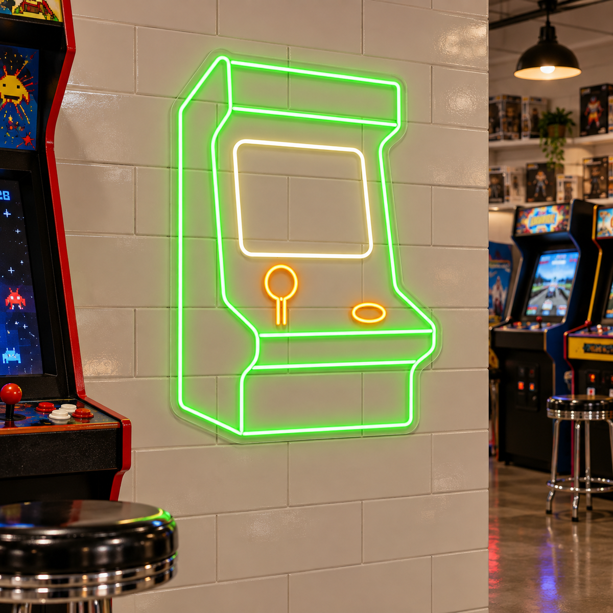 Retro Arcade Cabinet LED Neon Sign for Arcade Decor - interior setting