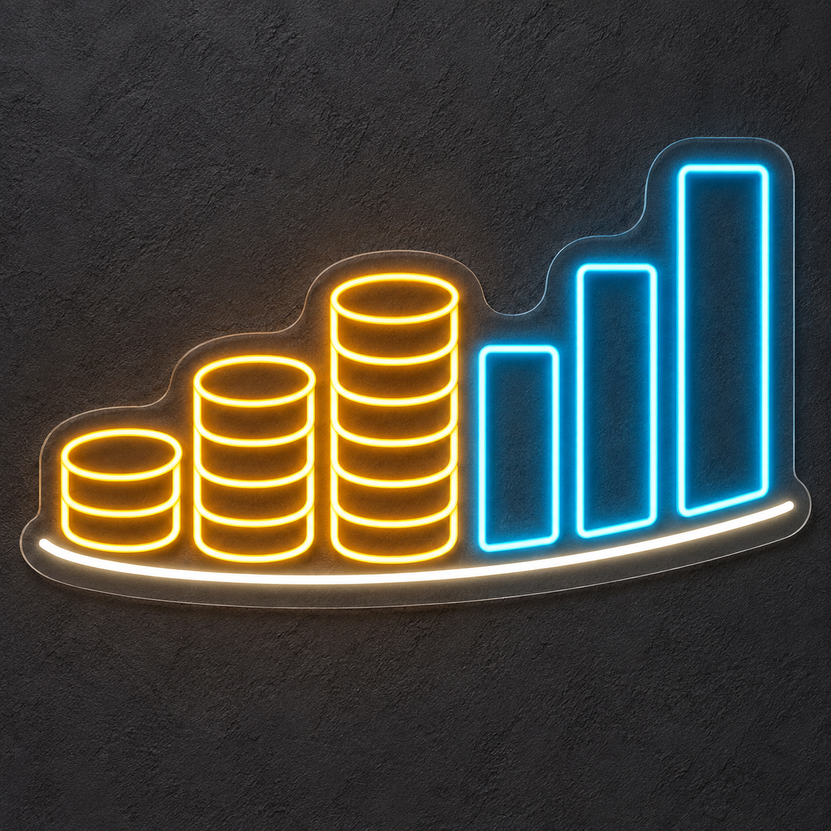 Rising Coin Stacks & Bar Chart LED Neon Sign for Accounting Offices - design reference