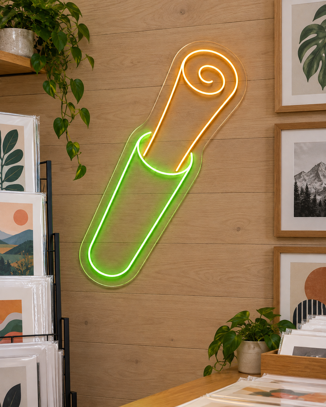 Rolled Poster in Tube LED Neon Sign for Poster Shops - interior setting