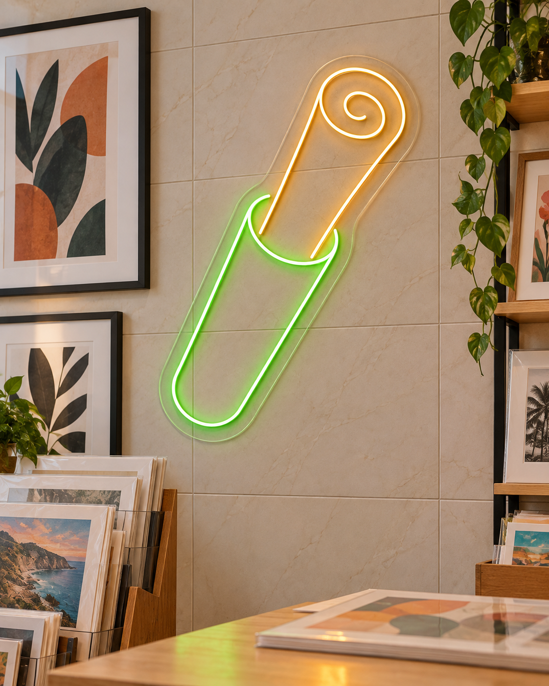 Rolled Poster in Tube LED Neon Sign for Poster Shops - interior setting
