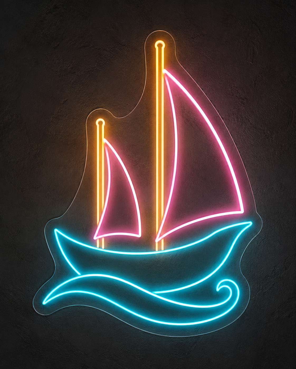 Sailing Ship and Waves LED Neon Sign for Nautical Hobby Spaces - design reference