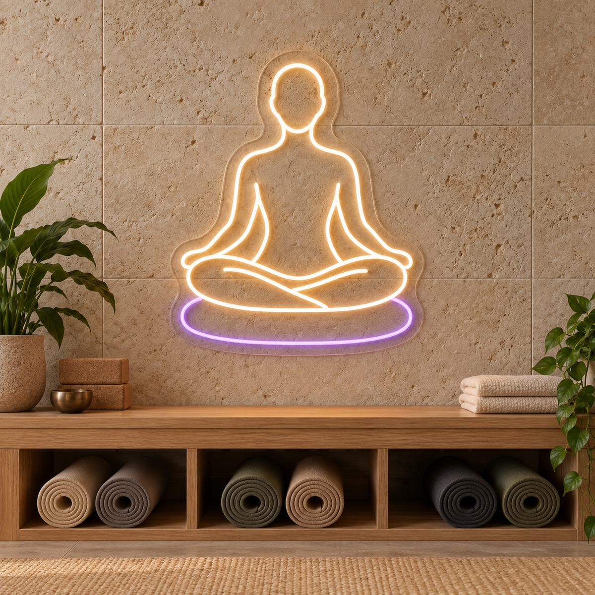 A Moment of Stillness LED Neon Sign for Meditation Centers - interior setting