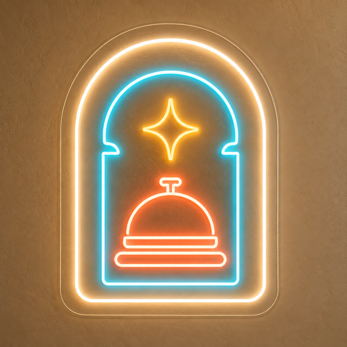 Service Bell Within Double Arches LED Neon Sign for Hotels - design reference