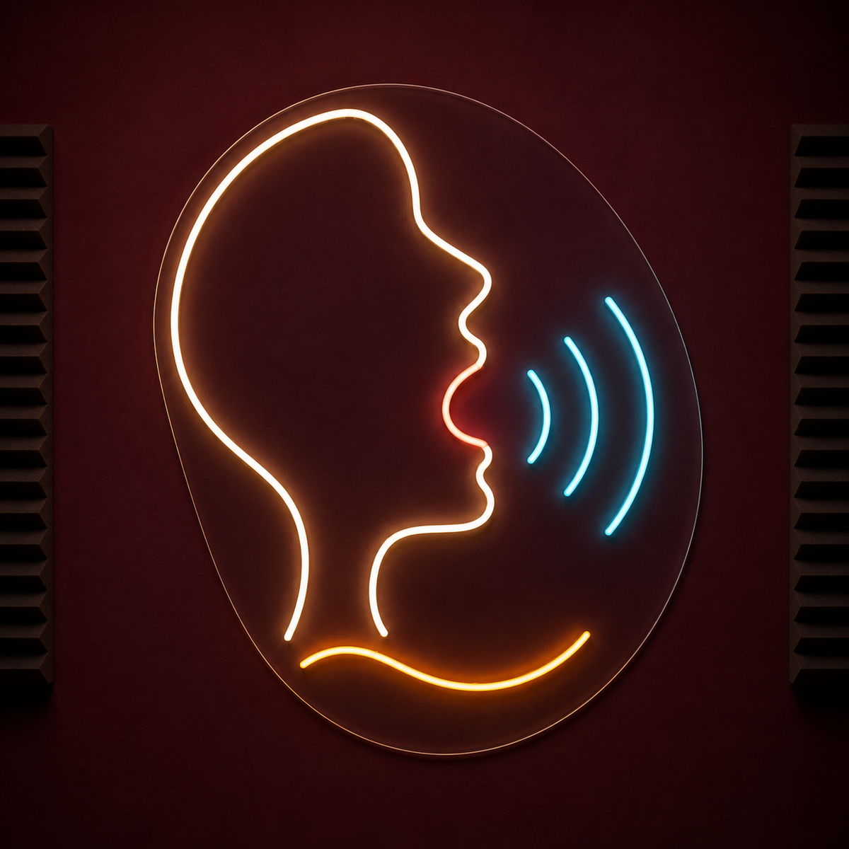 Singing Side Profile & Sound Waves LED Neon Sign for Vocal Studios - design reference