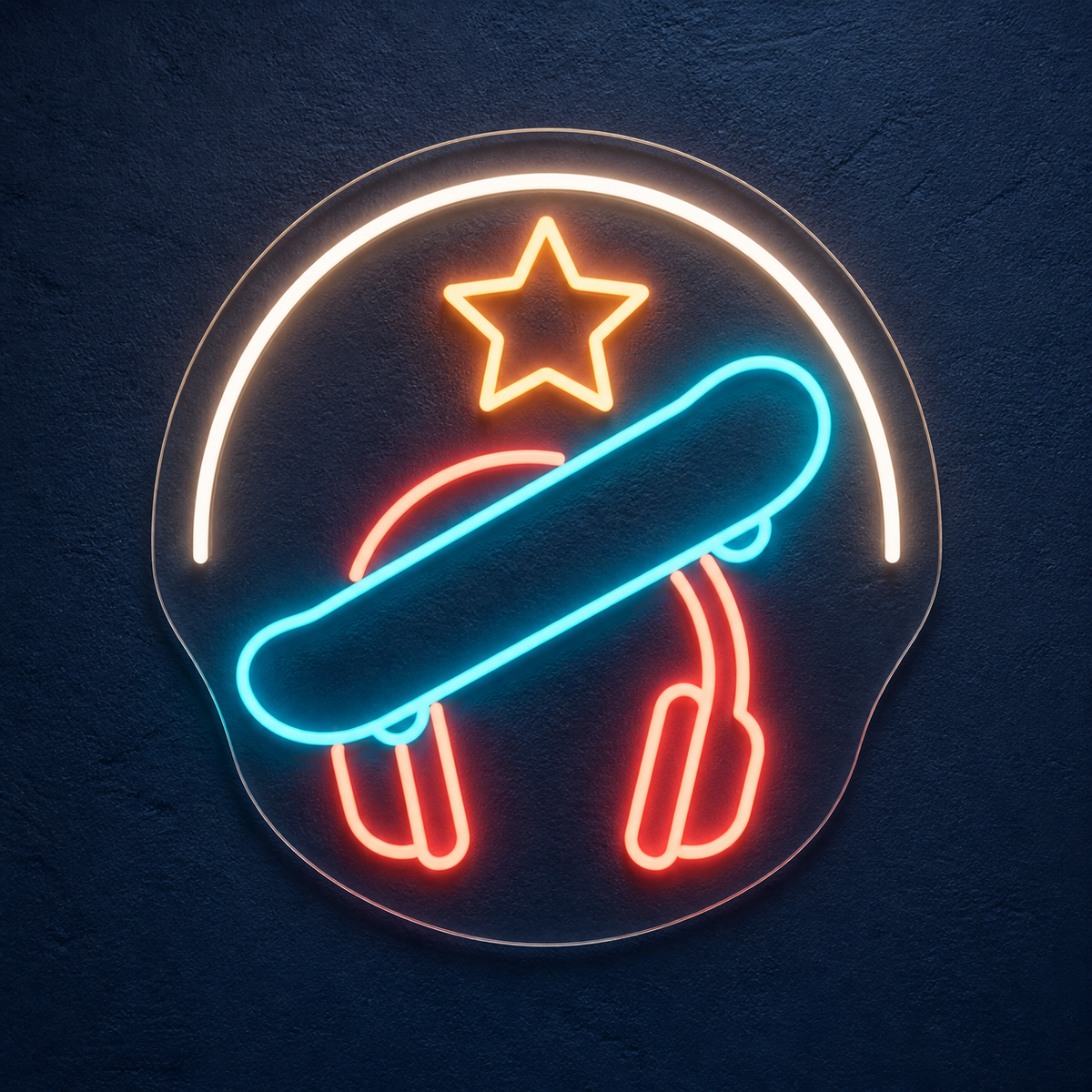 Skateboard & Headphones LED Neon Sign for Youth Centers - design reference
