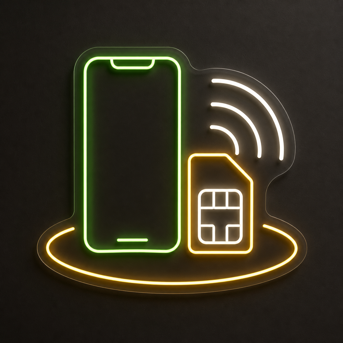 Smartphone SIM Card and Signal LED Neon Sign for Mobile Phone Shops - design reference