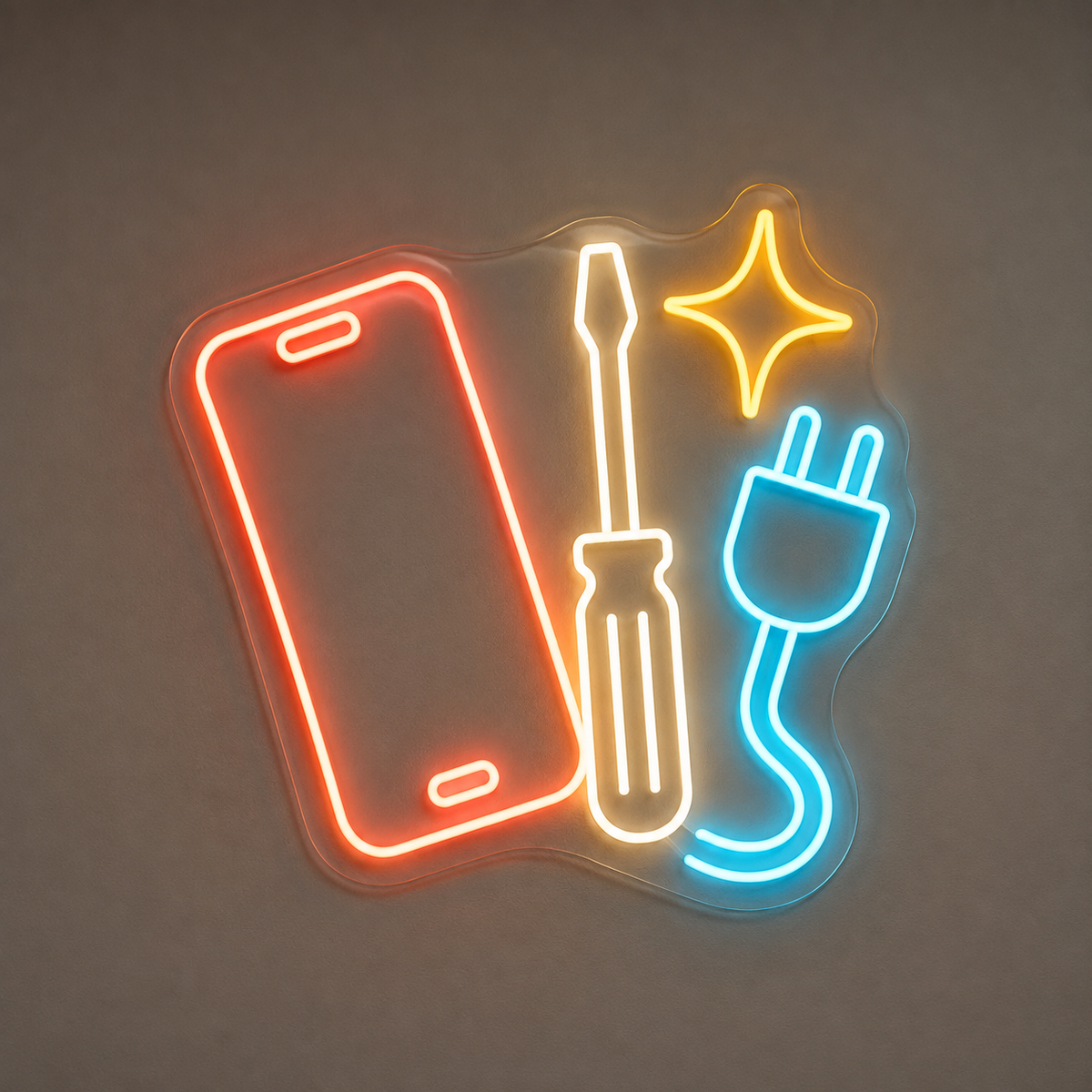 Smartphone & Screwdriver LED Neon Sign for Phone Repair Shops - design reference