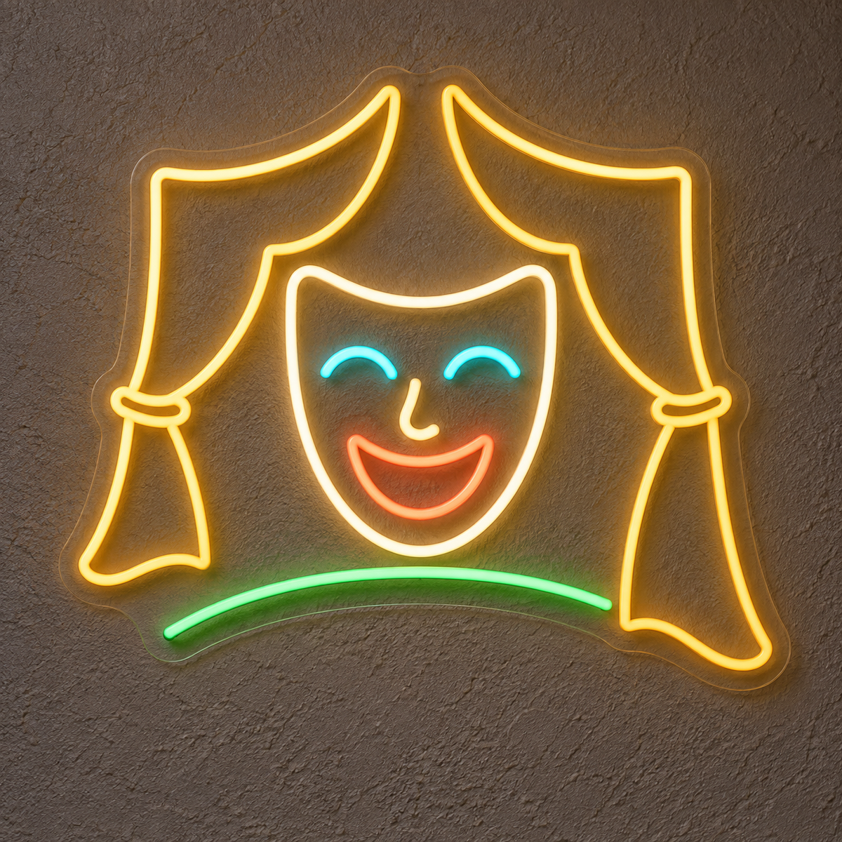 Theatre Mask & Curtains LED Neon Sign for Acting Schools - design reference