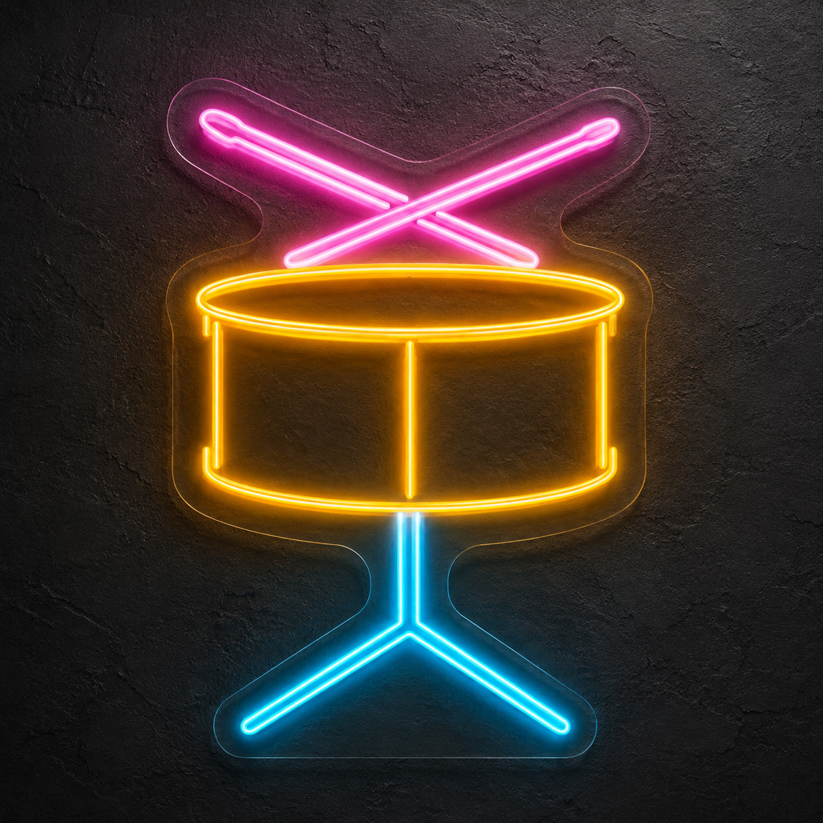Snare Drum and Drumsticks LED Neon Sign for Drum Studios - design reference