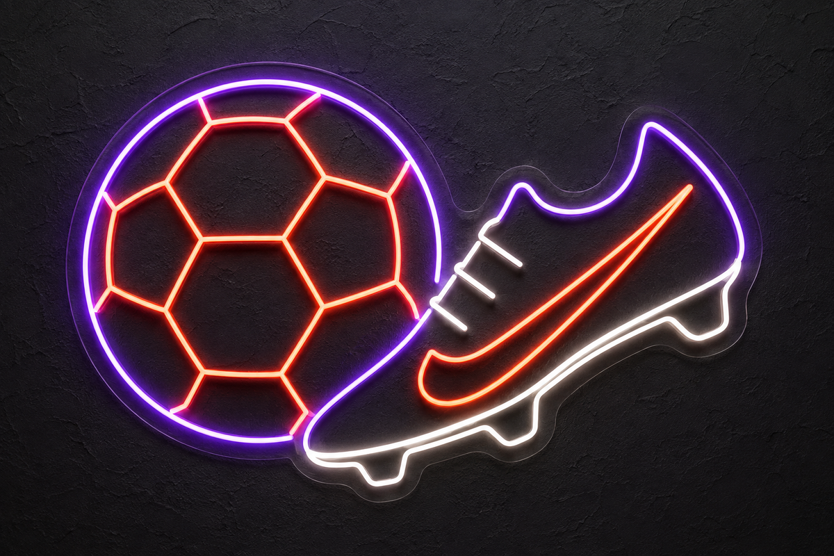 Soccer Ball and Cleat LED Neon Sign for Soccer Spaces - design reference