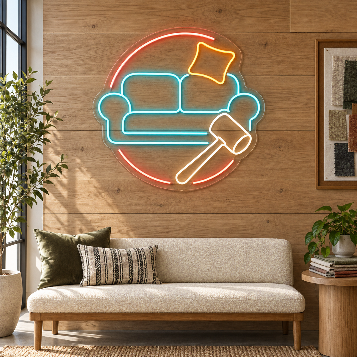 Sofa & Cushion LED Neon Sign for Furniture Repair Shops - interior setting