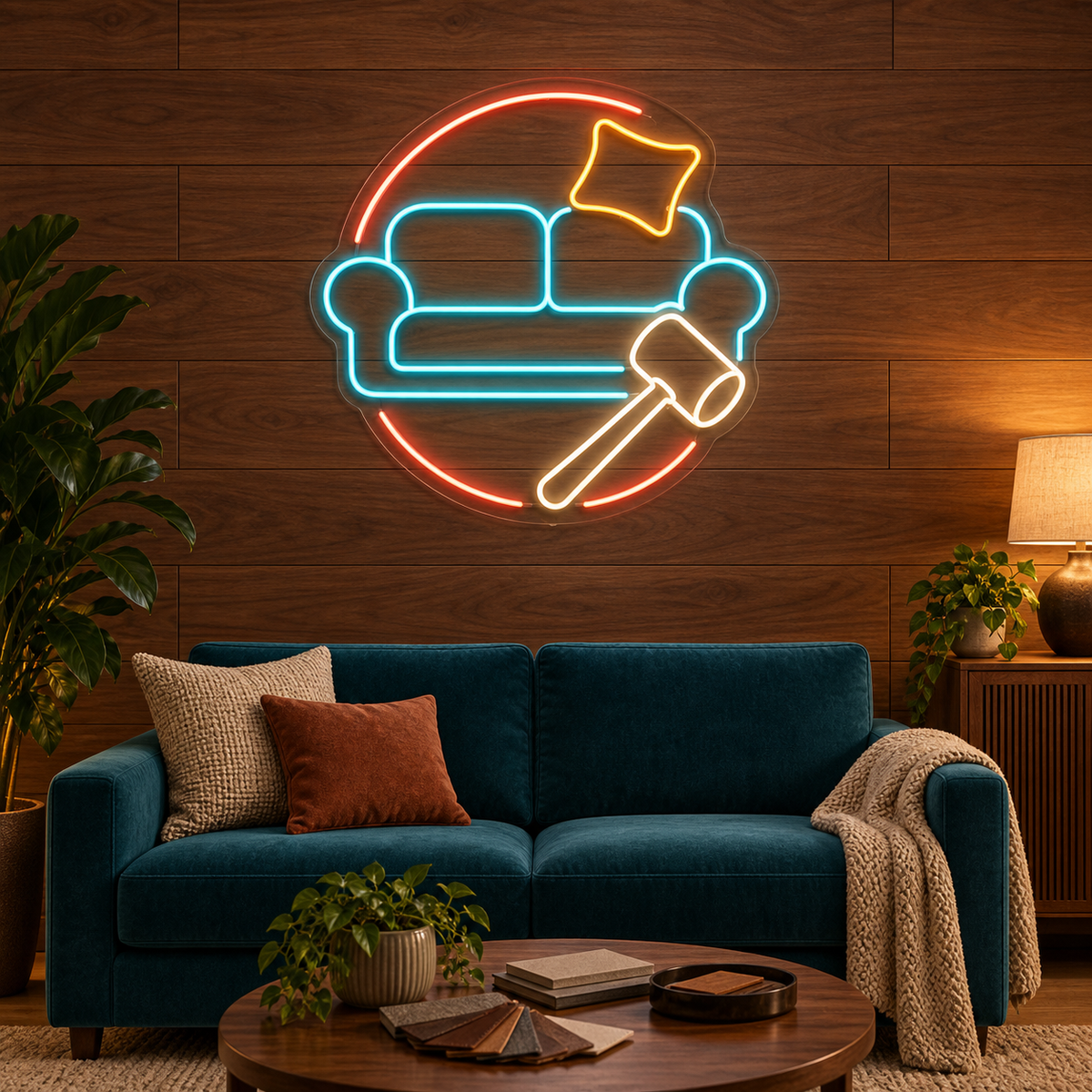 Sofa & Cushion LED Neon Sign for Furniture Repair Shops - interior setting