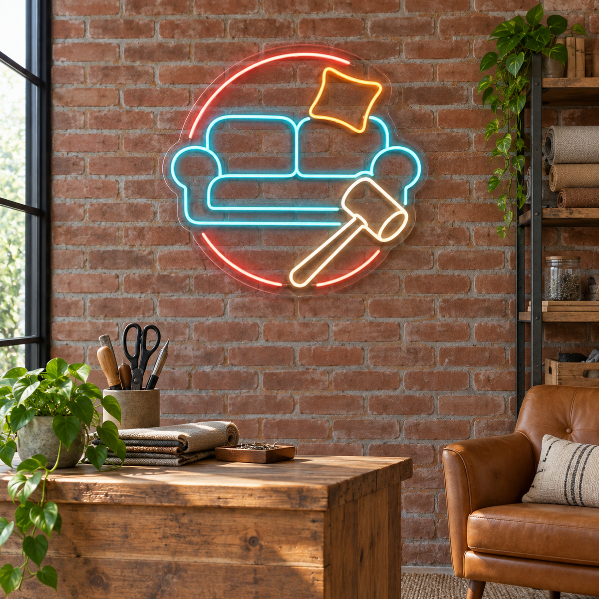Sofa & Cushion LED Neon Sign for Furniture Repair Shops - interior setting