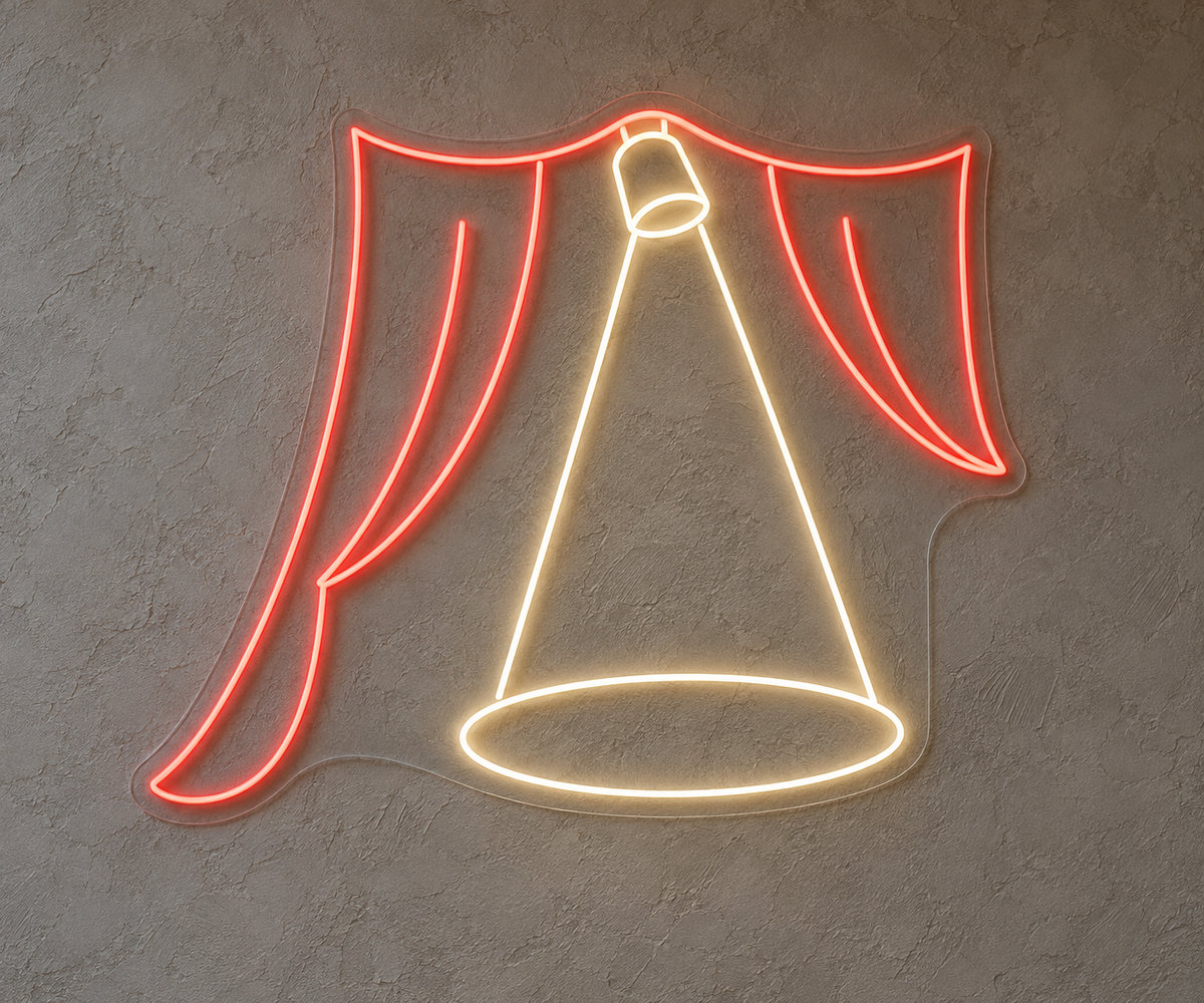 Curtain Call Spotlight LED Neon Sign for Theaters - design reference