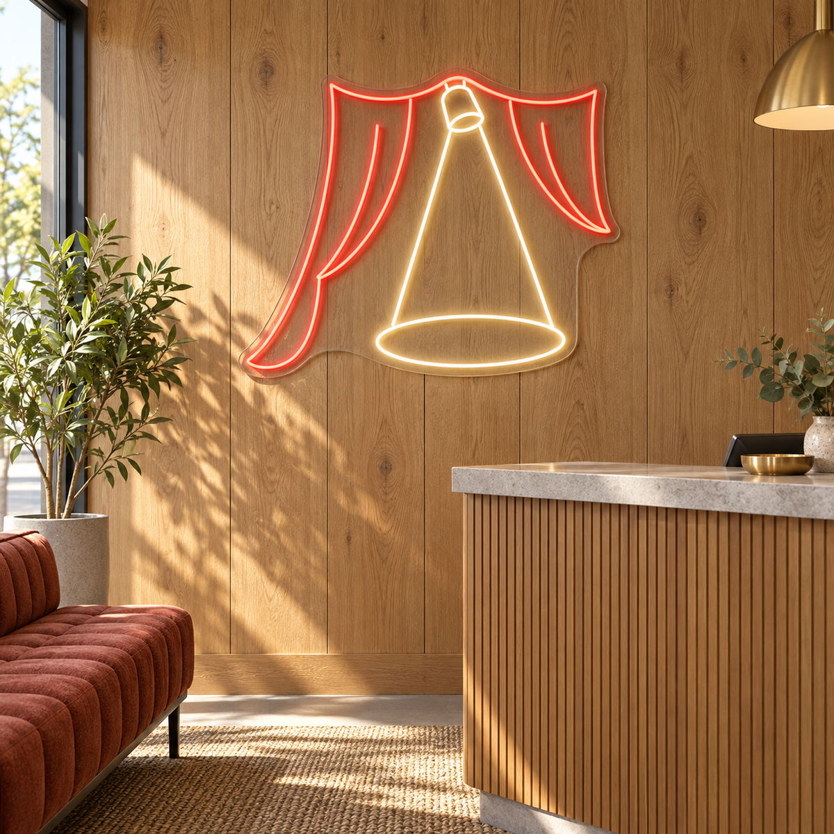 Curtain Call Spotlight LED Neon Sign for Theaters - interior setting