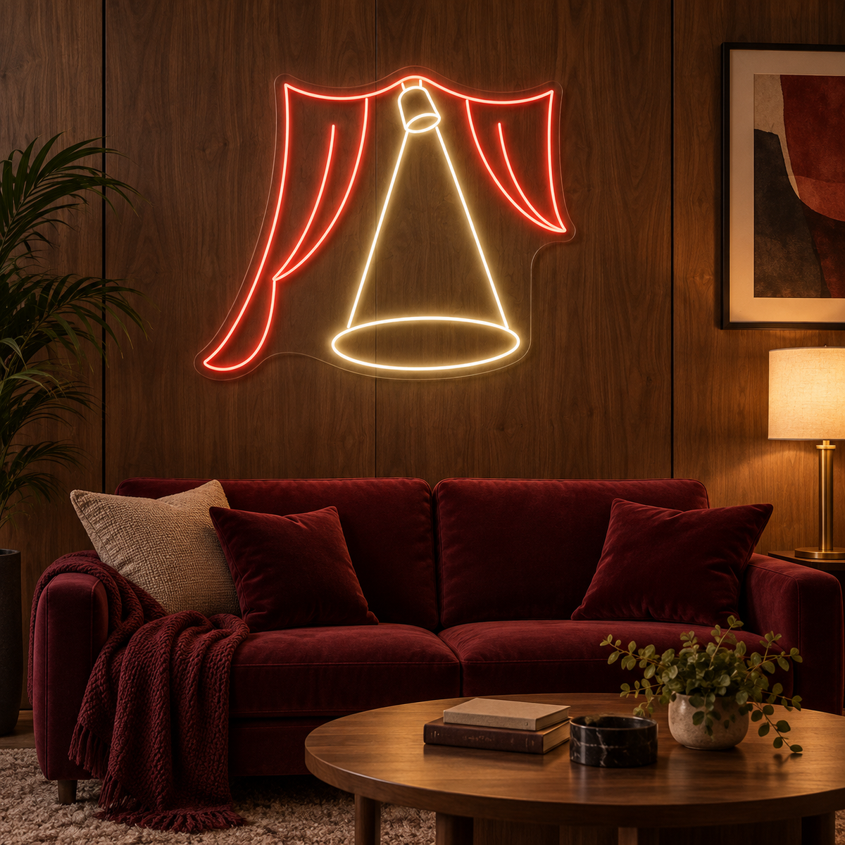 Curtain Call Spotlight LED Neon Sign for Theaters - interior setting