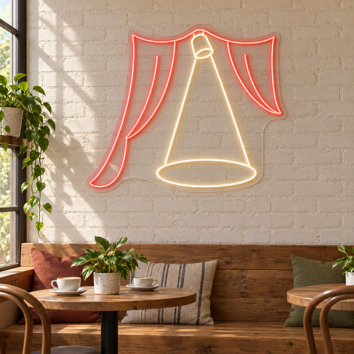 Curtain Call Spotlight LED Neon Sign for Theaters - interior setting