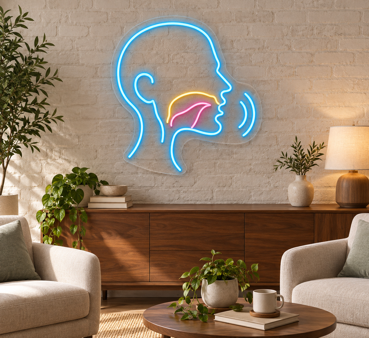 Speech & Sound Waves LED Neon Sign for Speech Therapy Clinics - interior setting