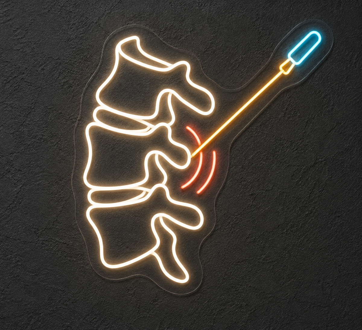 Spine & Needle LED Neon Sign for Pain Management Clinics - design reference